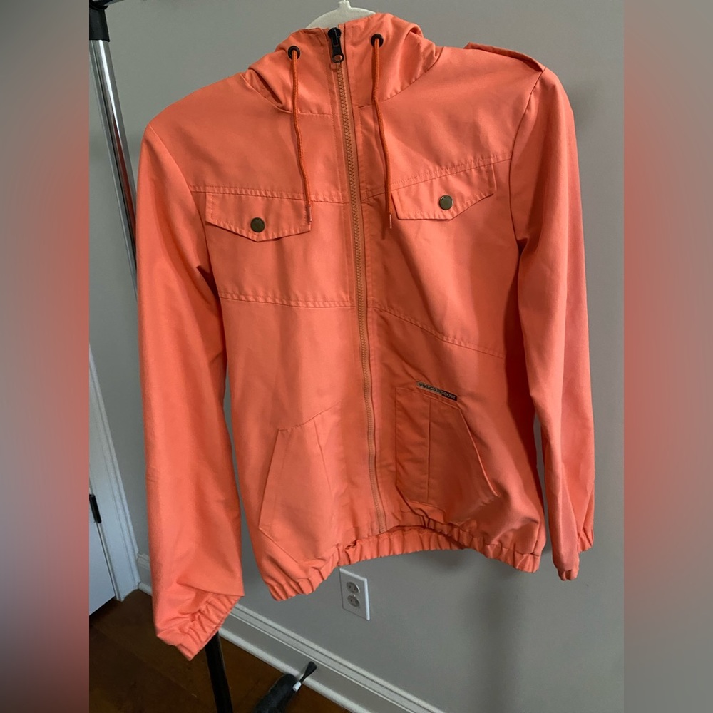 Orange waterproof/windbreaker Volcom zip up